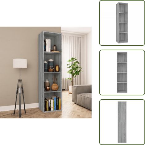 Bibliothèque/Meuble TV Sonoma gris 36x30x143 cm - Bibliothèque - Bibliothèque Moderne - Étagère - Meuble Tv - Rangement (1/5)