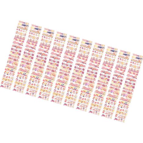 10 feuilles de ruban adhésif PET long, autocollants décoratifs mignons de style dessin animé pour calendrier, type 14 (1/5)
