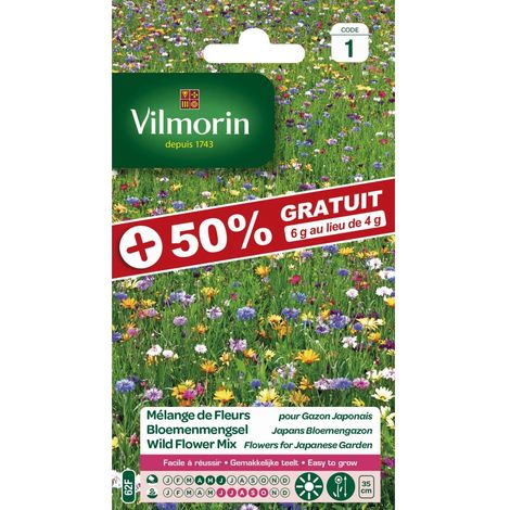 Gazon Japonais + 50% Gratuit - Mélange de fleurs Vilmorin (1/3)