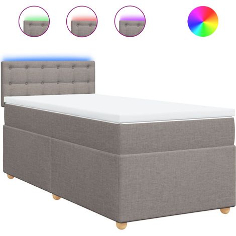 Lit simple  Lit adulte  Sommier à lattes de lit avec matelas Taupe 100x200 cm Tissu