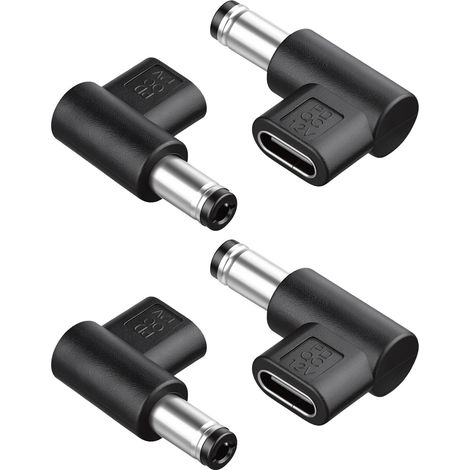 Adaptateur Déclencheur USB-C vers DC5521 Mâle 90° 12V 3A – Lot de 4 (1/5)