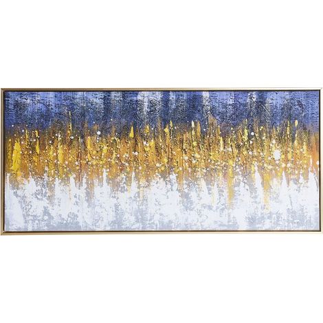 Abstraktes Wandbild auf Leinwand mit eleganter goldener Rahmen 50x70 cm