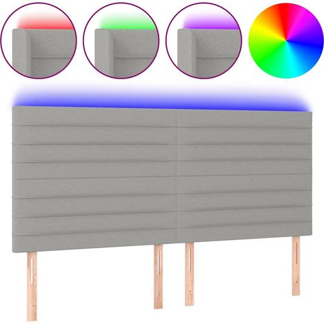 Maison Exclusive - Cabecero con luces LED tela gris claro 180x5x1 (1/5)