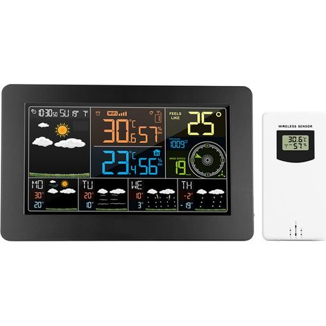 Station météo numérique domestique WiFi, équipée d'un thermomètre, d'un hygromètre et de capteurs, pour les prévisions météorologiques. (1/5)