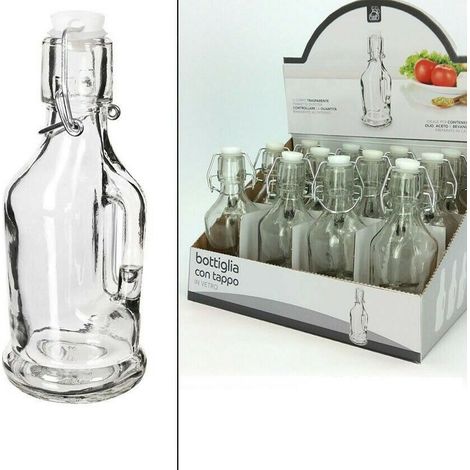 Trade Shop - Establecer Un Vidrio Transparente De La Botella De La Botella De La Botella De 12 Piezas Con La Tapa Y La Manija -