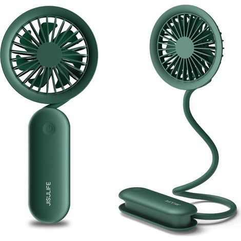 Mini ventilateur main portable vert, rechargeable USB, sans fil pour poussette, brise personnelle légère, faible bruit, 1 pièce, idéal voyage et plein air. (1/4)