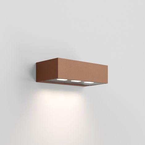 Lampada da parete Forward 3 luci asimmetrica in alluminio Corten, LED 15.5W 3000K, grado di protezione IP54 per illuminazione outdoor professionale
