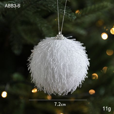 Boule de Noël en mousse blanche motif pétales paillettes E / Boule décorative (1/2)