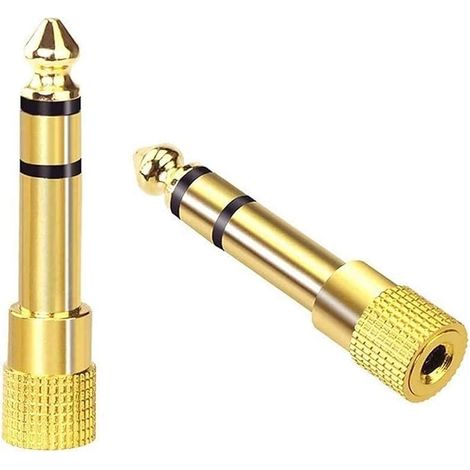 APEX 2Pcs Adaptateur Jack 6.35mm Mâle vers 3.5mm Femelle Stéréo Audio Plaqué Or- Type universel en or (1/5)