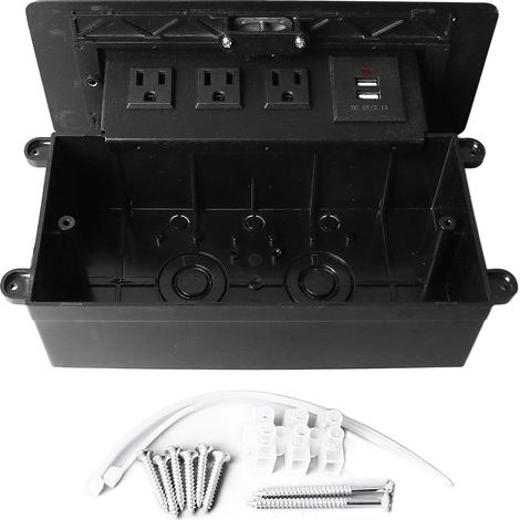 Prise Pop-Up de bureau, boîte de connexion de Table cachée, sortie avec 3 prises, 2 Ports USB, panneau noir (1/5)
