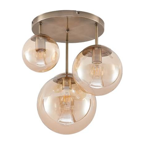 [GEBRAUCHT] Lindby Teeja Deckenlampe 3 Glaskugeln Messing Deckenlampe Glaslampe Lampe G647 B-Ware