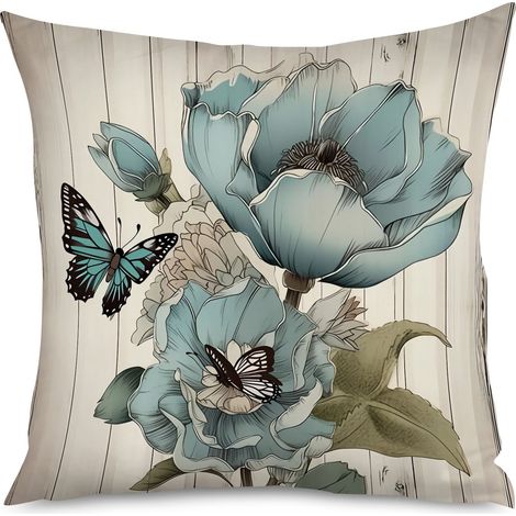 Housse de coussin bois vintage et roses anciennes (1/5)