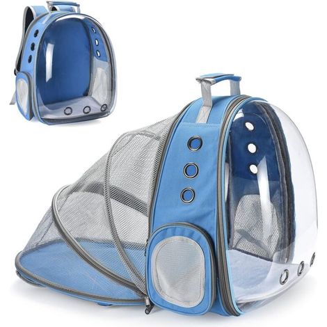 Sac à Dos Chat Chien.Sac Transport pour Chien Chat pour Petits Chats Chiens.Sac à Bulles pour Chat et Chien avec fenêtre Frontale Transparente et Dos Extensible,idéal pour Voyage (Bleu-2)