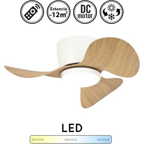 Ventilador de techo con luz silencioso DC con mando Monty blanco 65 cm invierno-verano color luz regulable