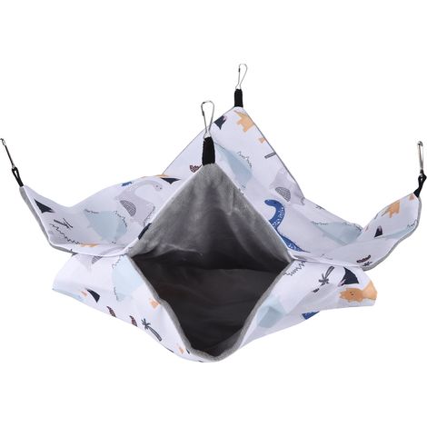 Hamac suspendu pour hamster, lit superposé pour petits animaux, jouet adapté aux hamsters, souris, rats blancs et autres petits animaux de compagnie. Petit dinosaure. (1/5)