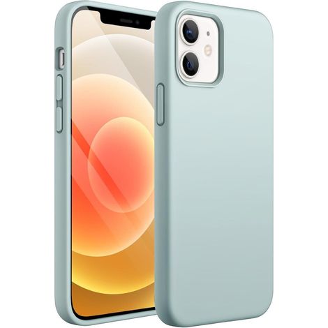 Handyhülle Silikon iPhone 12 12 Pro Mikrofaser Agavengrün (1/5)