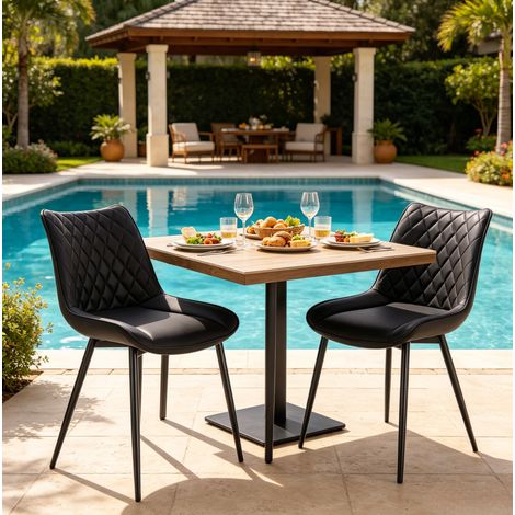 Set de 2 sillas de comedor 46/40,5/85,5 cm en antracita de polipiel con patas de metal (1/5)