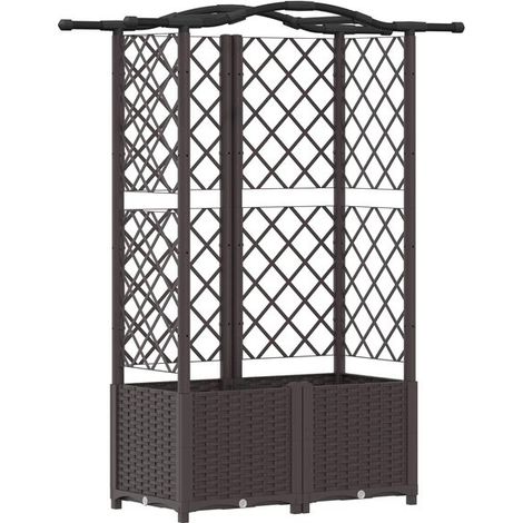 Parterre de fleurs avec pergola et toit marron, 122 x 40 x 141 cm (PP) (1/5)