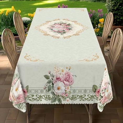 Mantel, Mantel de jardín, Mantel lavable, Camino de mesa, Antiarrugas y resistente a las manchas, Para cenas, fiestas y picnics, 140 x 180 cm (1/5)