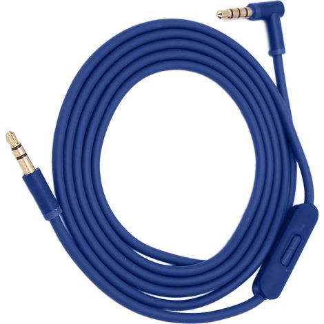 Câble audio avec micro intégré et commandes pour casque, téléphone portable, bleu (1/5)