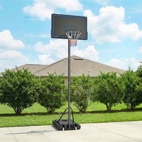Panier de Basketball sur Pieds avec Hauteur Réglable de 1,35 à 3,05 m avec Roues, Base de Lestage et Sac de Sable, Bleu (1/5)