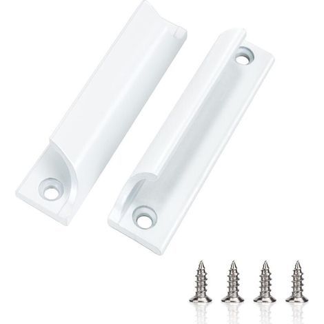 Poignée de Porte de Balcon Poignée de Porte Coulissante Blanc avec Vis pour Portes Fenêtres Tiroirs Portes de Placard 2 Pièces (1/4)