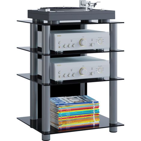 Hifi Mobili Rack Alu Vetro Phono Bilus 70x59x48 - VCM