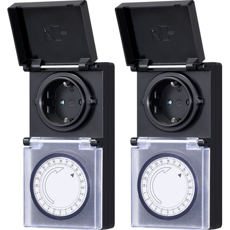 DEWENWILS Mechanische Zeitschaltuhr Outdoor, IP44 Wasserdicht, 15 Min. Intervalle, 2er-Pack (1/5)