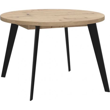Table ronde extensible 110 à 155 cm décor bois pieds métal - VANESSA (1/5)