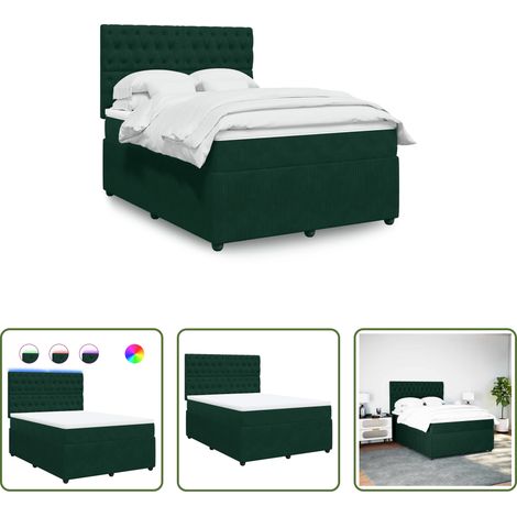 Samtmatratze - Boxspringbett mit Matratze Dunkelgrün 140x190 cm Samt (1/5)