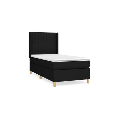 Sommier à lattes de lit et matelas Noir 80x200 Tissu (1/5)