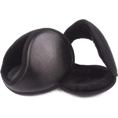 Cache-col noir en cuir épais pour homme, protection auditive réutilisable, bandeau anti-froid unisexe, taille unique, finition PU douce (1/5)