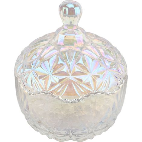 Bocal en cristal blanc 400 g, bol de démagnétisation élégant et raffiné pour bonbons et bijoux, avec couvercle. (1/5)