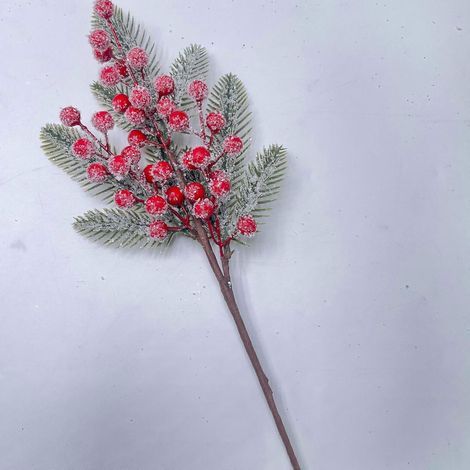 Branches de baies rouges porte-bonheur, décoration artificielle pour sapin de Noël, 3 branches pour salon (1/5)