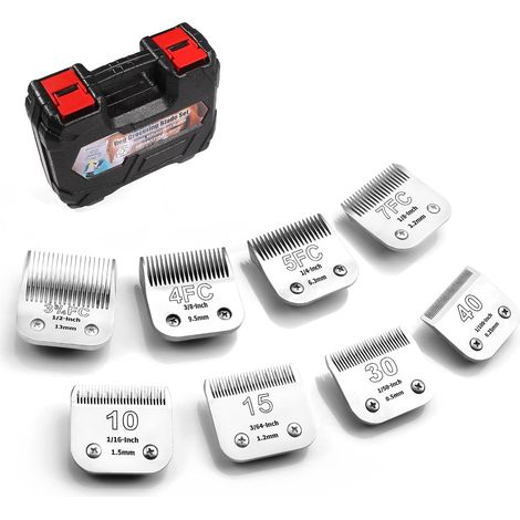 Lot de 8 lames de rechange en acier inoxydable amovibles pour le toilettage des chiens, compatibles avec les tondeuses pour animaux de compagnie A5/max 50. (1/5)