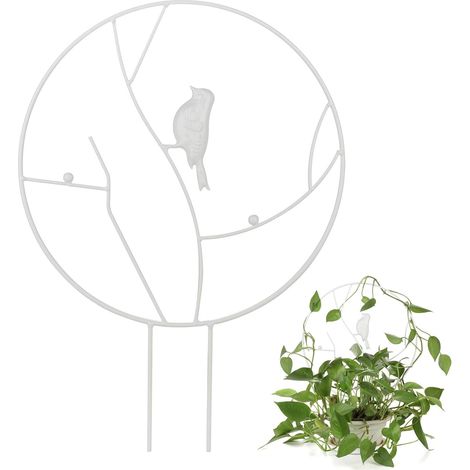 Garden Trellis for Climbing Plants, Vintage Rustproof Metal Round Bird Stake for Potted Plants(White) (1/5)