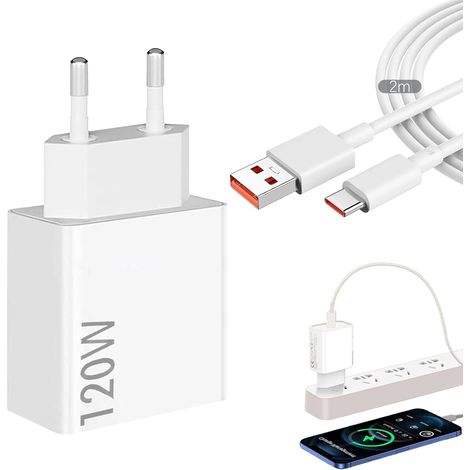 Chargeur 120w pour Xiaomi avec Câble USB-C 2M 6A,Chargeur Rapide pour Xiaomi 14T Pro/13 Lite/13/12T Redmi Note 14/11S/11/12Pro/POCO X6/ X4 GT Pad 6 5 (1/5)