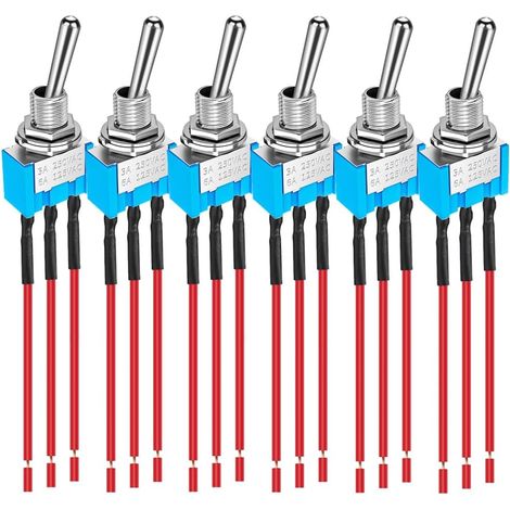 Pack de 6 préfilé MTS-103 bleu Mini commutateur de basculement 125VAC 6A, 3 broches 3 position ON / OFF / ON / OFF / ON commutateur de basculement pour véhicules marins de voiture (1/5)