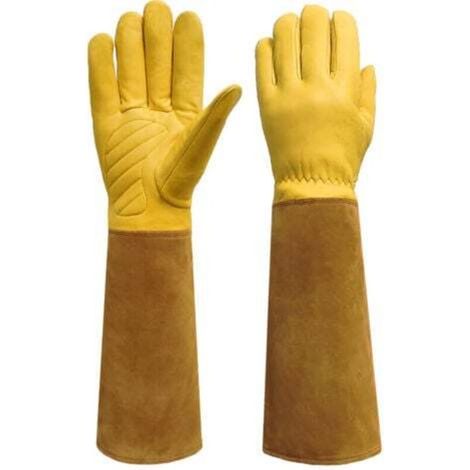 [NON UTILIZZATO] Guanti protettivi da giardinaggio, resistenti a forature e tagli - lunghezza 43 cm, larghezza 11,5 cm - marrone
