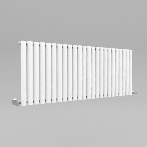 White Oval Tube 600x1416mm Horizontal Single Panel Heated Towel Radiator