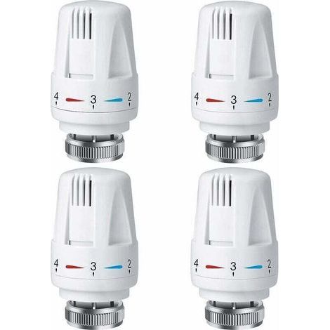 4 PCS Tête Thermostatique pour Radiateur, Vanne M30 x 1,5 pour Système de Chauffage Maison et Bureau (1/4)