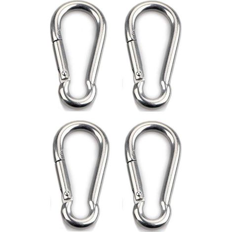 4pcs Mousqueton de Fixation pour Charges Lourdes Sports Chiens de Serrure Hamac Balançoire en Acier Inoxydable 304 (1/5)