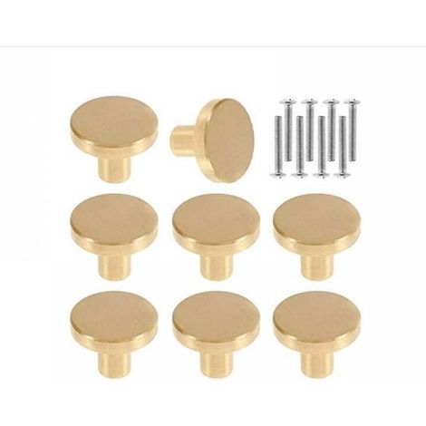 Boutons de Porte Boutons d'armoire Ronds en Laiton Massif Poignées Rondes de Meuble Vintage avec Vis pour Armoire Placards Tiroirs 20 x 25mm (8Pcs) (1/5)