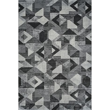 Tappeto salotto geometrico moderno rettangolare Double grigio GRI010 (1/3)