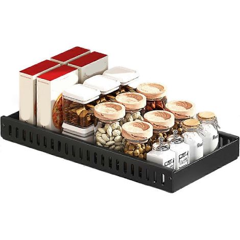 Organisateur coulissant pour casseroles et poêles, support coulissant pour couvercles, étagère à épices, organisateur de vaisselle, plat multifonctionnel (1/5)