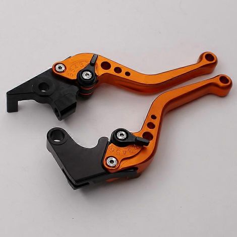 Modification du guidon télescopique pliable en alliage pour moto vintage Tenere 700, levier de frein, poignée d'embrayage et klaxon (Orange 1) (1/5)