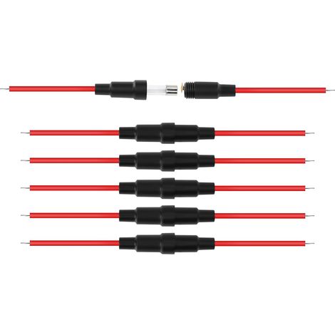 5x20 mm Porte-fusible à vis en Ligne avec Fil 22 AWG pour fusible en Verre à Fusion Rapide （6-Pack） (1/5)
