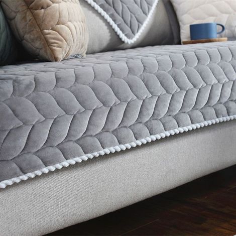 Housse de canapé élastique 70 × 150 - Housse de canapé élastique épaissie en peluche pour salon, maison (gris) (1/5)