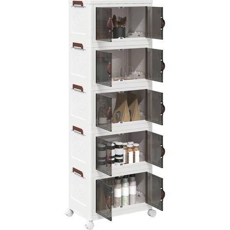 Boîte de rangement empilable avec roues-Coffre de rangement-Stockage Rangement à 5 niveaux 28 L 142939 (1/5)