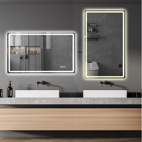 Miroir LED salle de bain 60×120 cm antibuée 3 couleurs lumière dimmable mémoire IP44 HAVRYA (1/5)